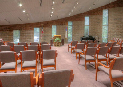 interior view of the chapel with chairs at brookridge